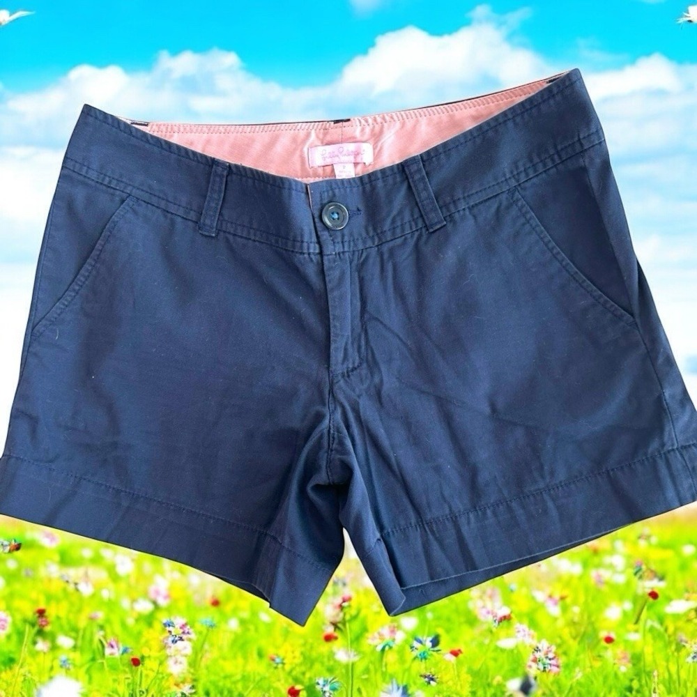 Lilly Pulitzer Resort Navy‎ Blue Callohan CHINO 5" Shorts SIZE 2 Preply X Small